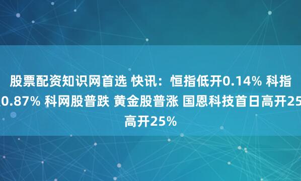 股票配资知识网首选 快讯：恒指低开0.14% 科指跌0.87% 科网股普跌 黄金股普涨 国恩科技首日高开25%