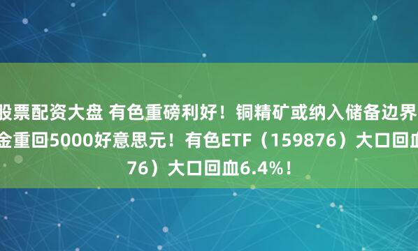股票配资大盘 有色重磅利好！铜精矿或纳入储备边界，现货黄金重回5000好意思元！有色ETF（159876）大口回血6.4%！