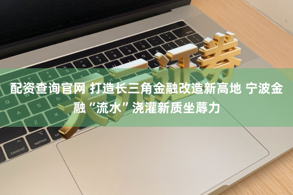 配资查询官网 打造长三角金融改造新高地 宁波金融“流水”浇灌新质坐蓐力