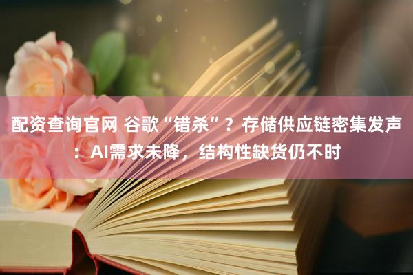 配资查询官网 谷歌“错杀”？存储供应链密集发声：AI需求未降，结构性缺货仍不时